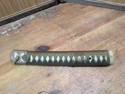 Authentic Japanese Antique  Army Katana Cover Wood Leather WWII