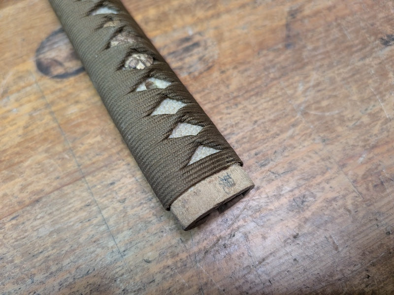 Authentic Japanese Antique  Army Katana Cover Wood Leather WWII