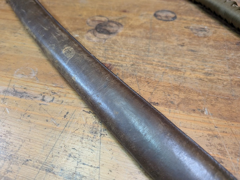 Authentic Japanese Antique  Army Katana Cover Wood Leather WWII
