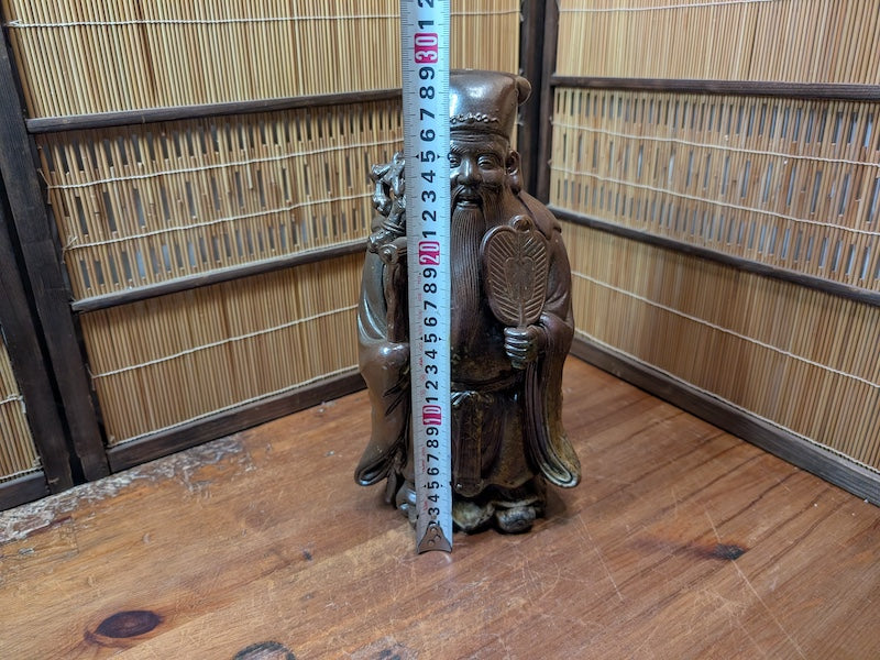 Japanese Bizen Ware Jurojin Statue Signed Pottery Japan Auction