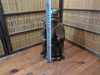 Japanese Bizen Ware Jurojin Statue Signed Pottery Japan Auction