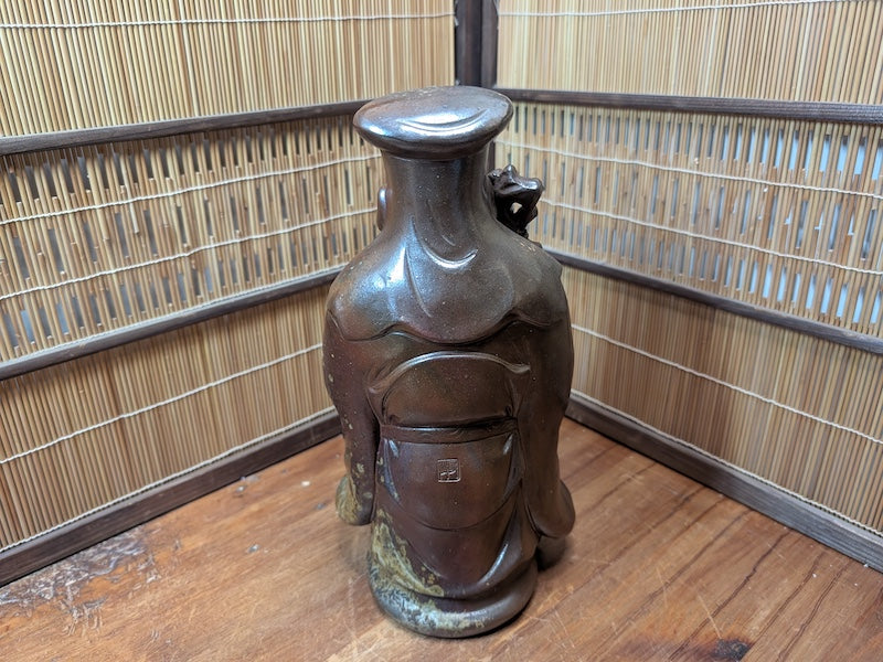 Japanese Bizen Ware Jurojin Statue Signed Pottery Japan Auction