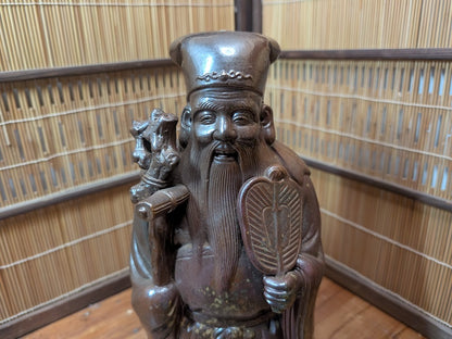 Japanese Bizen Ware Jurojin Statue Signed Pottery Japan Auction