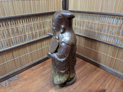 Japanese Bizen Ware Jurojin Statue Signed Pottery Japan Auction