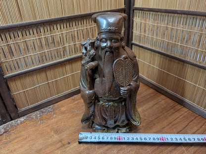Japanese Bizen Ware Jurojin Statue Signed Pottery Japan Auction