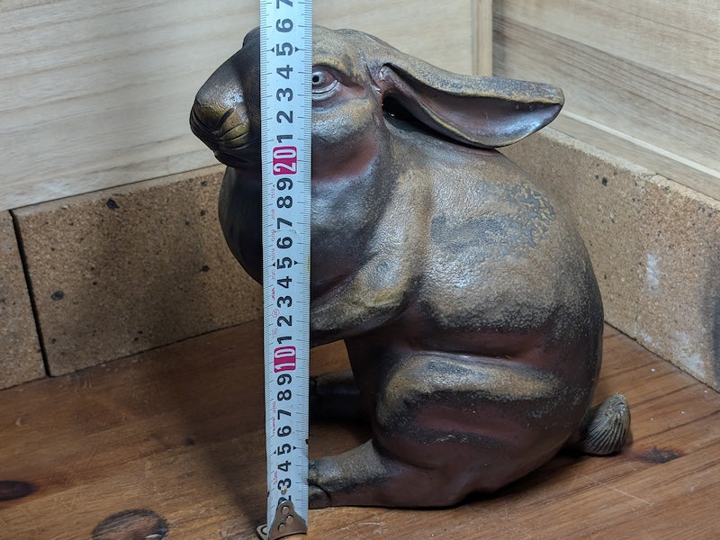 1940s Japanese Bizen Yaki Usagi Figurine – Handmade Vintage Rabbit Statue