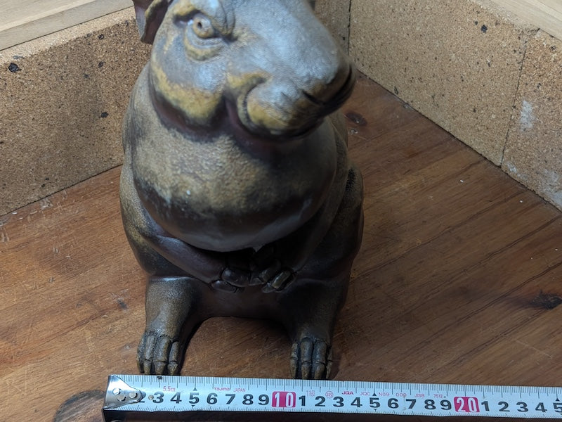 1940s Japanese Bizen Yaki Usagi Figurine – Handmade Vintage Rabbit Statue