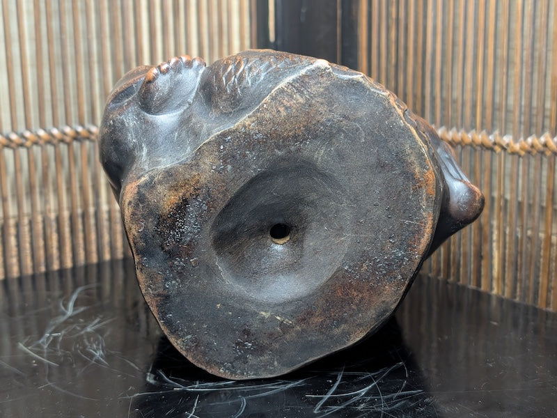 Rare Bizen Yaki Ebisu Figurine 1940s Japanese Unglazed Pottery Statue