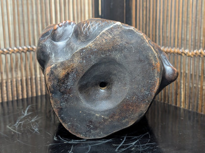 Rare Bizen Yaki Ebisu Figurine 1940s Japanese Unglazed Pottery Statue
