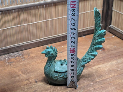 Rare Japanese Phoenix Incense Burner Steel Koro Tokonoma Decor Antique