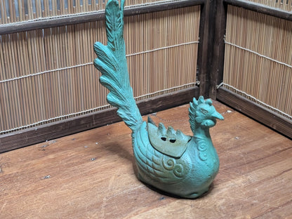 Rare Japanese Phoenix Incense Burner Steel Koro Tokonoma Decor Antique