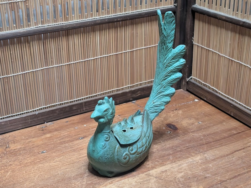 Rare Japanese Phoenix Incense Burner Steel Koro Tokonoma Decor Antique