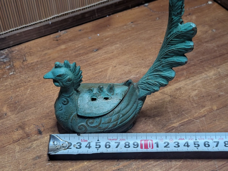 Rare Japanese Phoenix Incense Burner Steel Koro Tokonoma Decor Antique