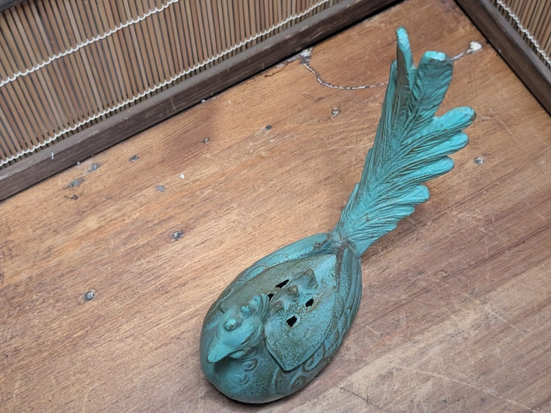 Rare Japanese Phoenix Incense Burner Steel Koro Tokonoma Decor Antique