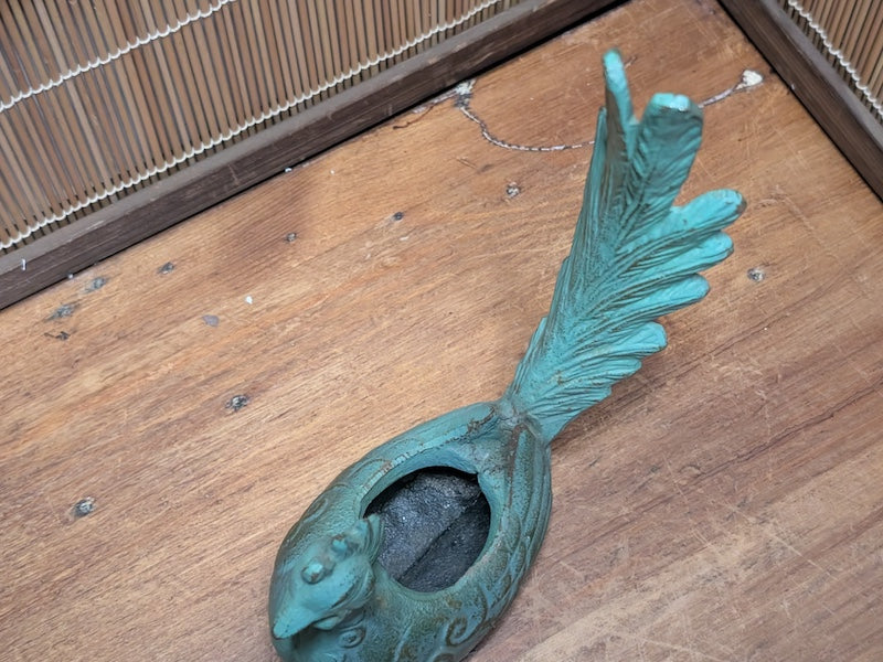 Rare Japanese Phoenix Incense Burner Steel Koro Tokonoma Decor Antique