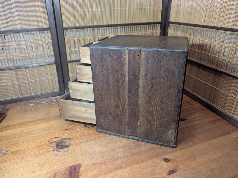 Antique Japanese Wooden Sewing Box Tansu Storage Chest Japan Organizer