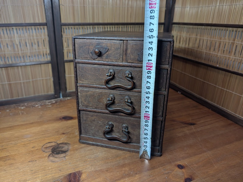 Antique Japanese Wooden Sewing Box Tansu Storage Chest Japan Organizer