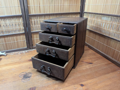 Antique Japanese Wooden Sewing Box Tansu Storage Chest Japan Organizer