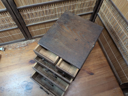 Antique Japanese Wooden Sewing Box Tansu Storage Chest Japan Organizer