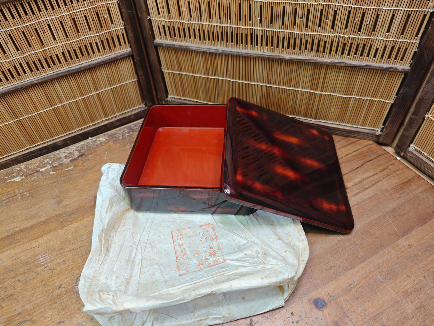 1940s Japanese Wajima Lacquer Jubako Bento Box Urushi Box