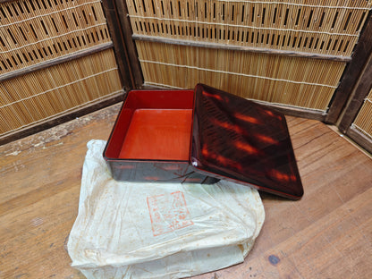 1940s Japanese Wajima Lacquer Jubako Bento Box Urushi Box