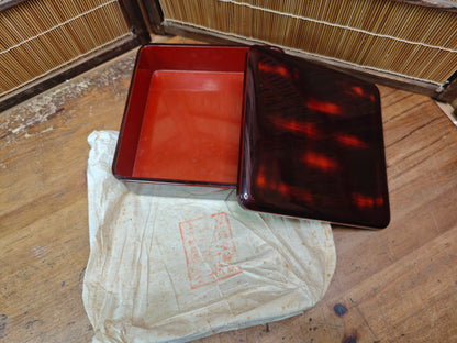 1940s Japanese Wajima Lacquer Jubako Bento Box Urushi Box