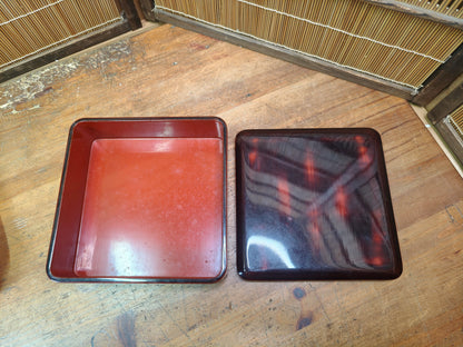 1940s Japanese Wajima Lacquer Jubako Bento Box Urushi Box