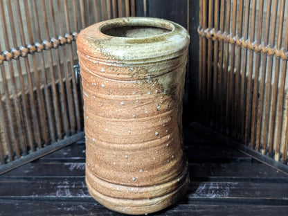 1950s Bizen Yaki Vase with 1940s Aluminum Flowers Japanese Vintage Art Set