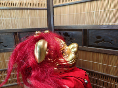 Rare Japanese Antique Shishi Mai Wooden Lion Mask w/Original Box