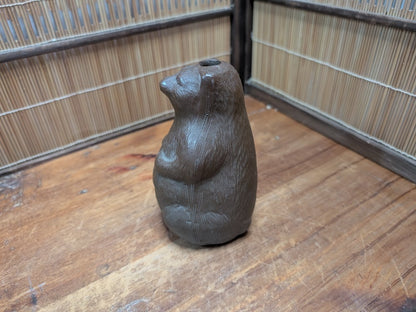 Rare 1950s Japanese Bizen Ware Tanuki Vase Ikebana Folk Art Sculpture