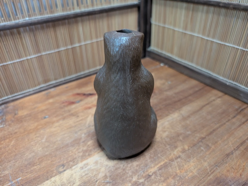 Rare 1950s Japanese Bizen Ware Tanuki Vase Ikebana Folk Art Sculpture