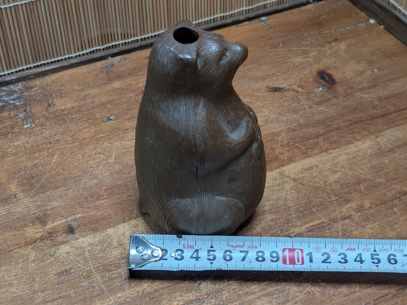 Rare 1950s Japanese Bizen Ware Tanuki Vase Ikebana Folk Art Sculpture