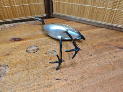 Rare Japanese Brass Crane Tsuru Statue Hand Painted Zen Decor Art