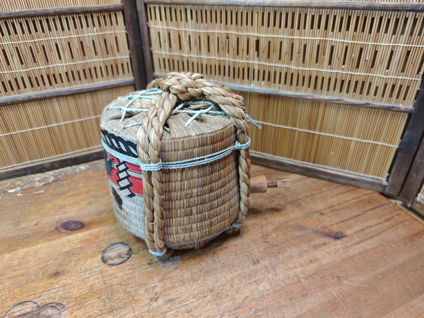 Rare 1950s Japanese Ceramic Sake Barrel Kazari Taru Kyoto Folk Art Decor