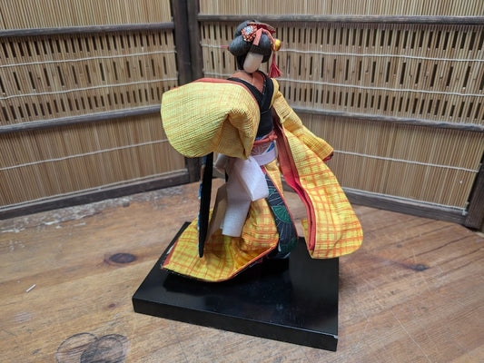 Rare 1950s Japanese Geisha Doll Tin Wire & Wood Figure Silk Kimono Auction Japan
