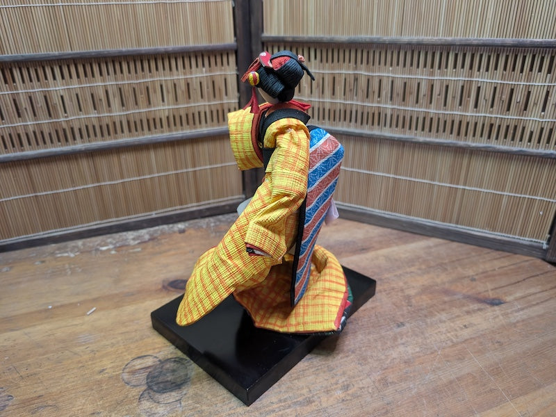Rare 1950s Japanese Geisha Doll Tin Wire & Wood Figure Silk Kimono Auction Japan