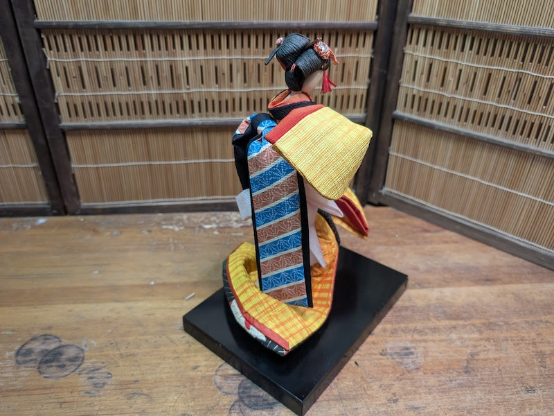 Rare 1950s Japanese Geisha Doll Tin Wire & Wood Figure Silk Kimono Auction Japan