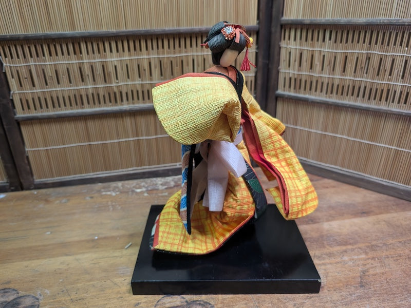 Rare 1950s Japanese Geisha Doll Tin Wire & Wood Figure Silk Kimono Auction Japan
