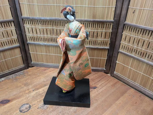 Rare 1950s Japanese Geisha Doll Tin Wire & Wood Figure Silk Kimono Auction Japan
