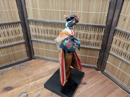 Rare 1950s Japanese Geisha Doll Tin Wire & Wood Figure Silk Kimono Auction Japan