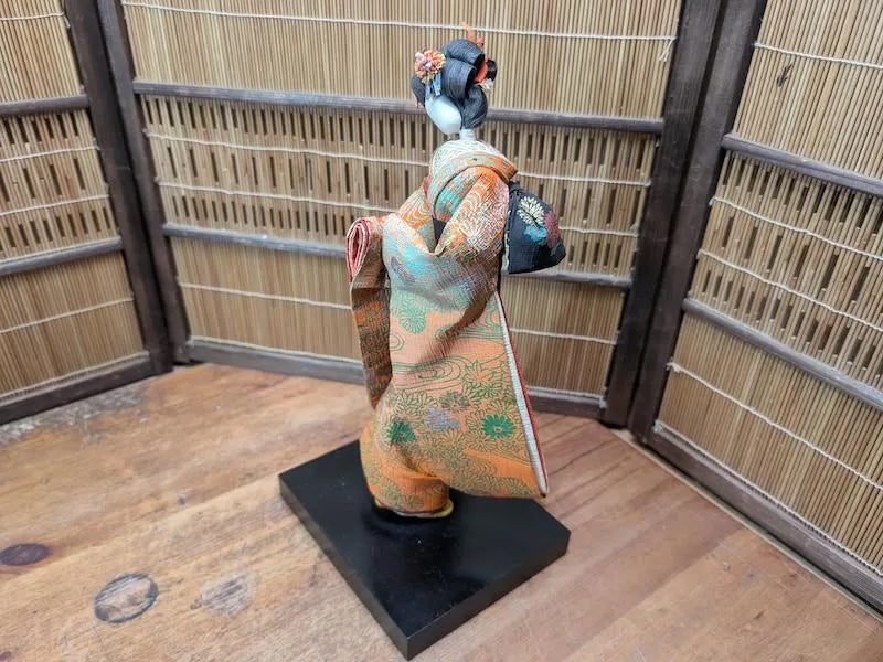 Rare 1950s Japanese Geisha Doll Tin Wire & Wood Figure Silk Kimono Auction Japan