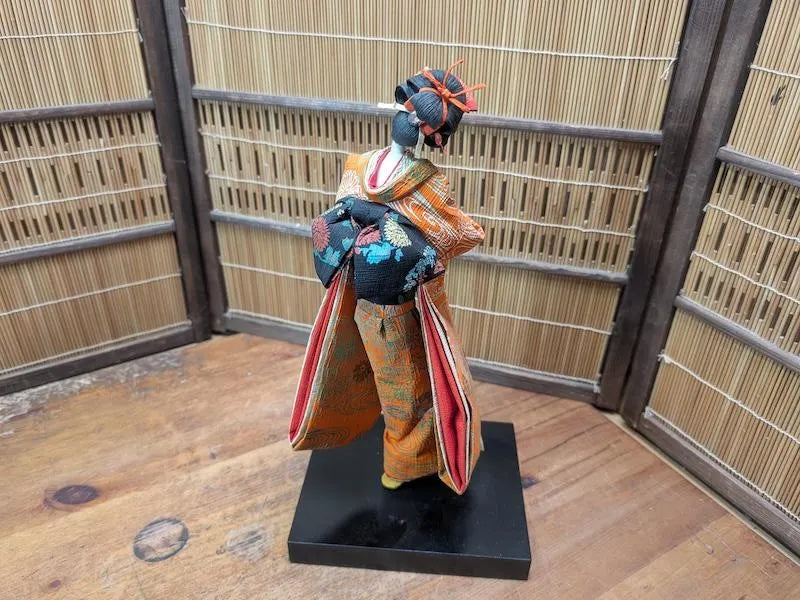 Rare 1950s Japanese Geisha Doll Tin Wire & Wood Figure Silk Kimono Auction Japan