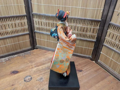 Rare 1950s Japanese Geisha Doll Tin Wire & Wood Figure Silk Kimono Auction Japan