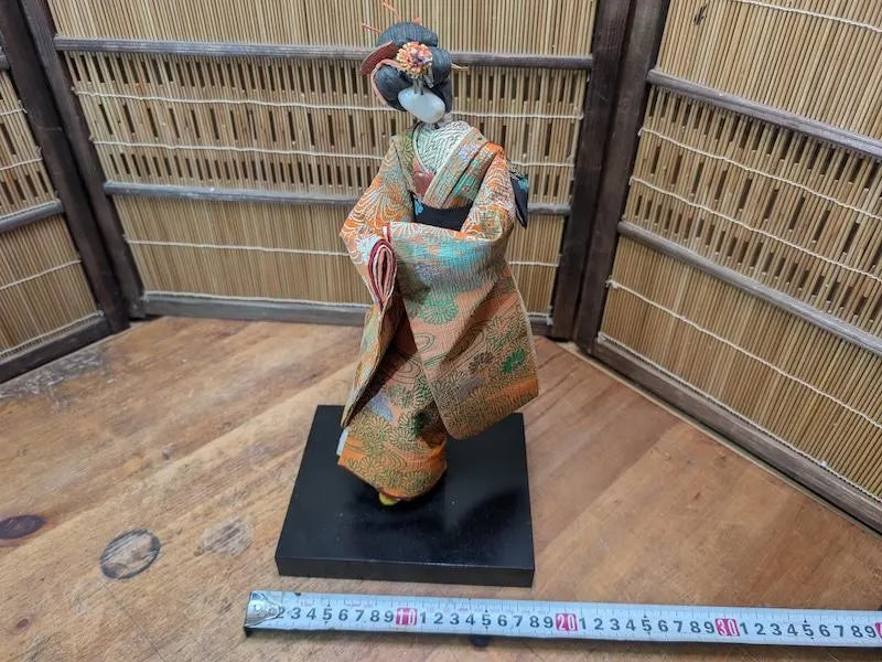 Rare 1950s Japanese Geisha Doll Tin Wire & Wood Figure Silk Kimono Auction Japan