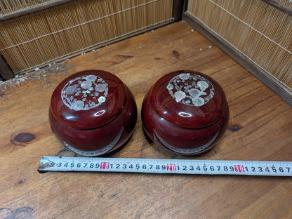 Japanese Go Game Set Shell Slate Stones Sakura Bowls Antique Japan