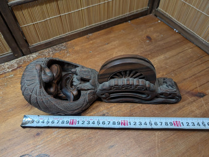 Vintage Japanese Kokutan Ebony Calligraphy Ink Tray Flower Vase