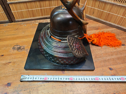 Rare 1950s Japanese Kabuto Katana Stand Cast Iron Signed Auction JP