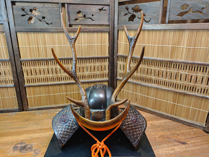 Rare 1950s Japanese Kabuto Katana Stand Cast Iron Signed Auction JP