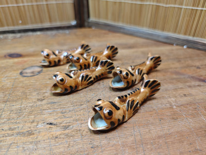 Rare Japanese Koi Fish Chopstick Rests Set Vintage Pottery Hashioki