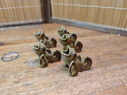 Rare Japanese Koi Fish Chopstick Rests Set Vintage Pottery Hashioki